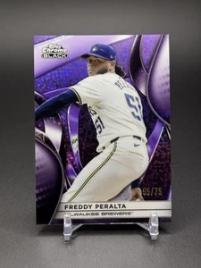 2025 Topps Chrome Black - Freddy Peralta #7 Purple Refractor /75 Brewers - Bild 1 von 2