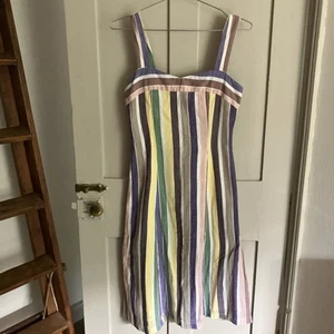 Toast Vintage 50s Style Sundress Retro Stripes Pastels Cotton Fit & Flare UK6/8 - Picture 1 of 14