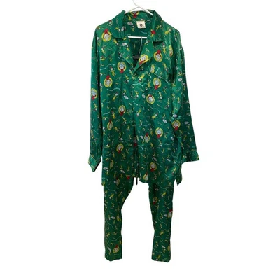 Vintage Universal Studios Dr. Seuss Sam I Am Pajama Set Womens XL Green Silk - Image 1 of 4