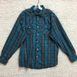 Gioberti Button Up Shirt Large Adult Blue Pearl Snap Plaid Pockets Western Men L - Picture 1 of 9