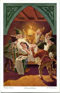 Kubel-Künstler-AK Zwerge /Heinzelmännchen, Schneewittchen, Brüder Grimm 20er - Picture 1 of 1