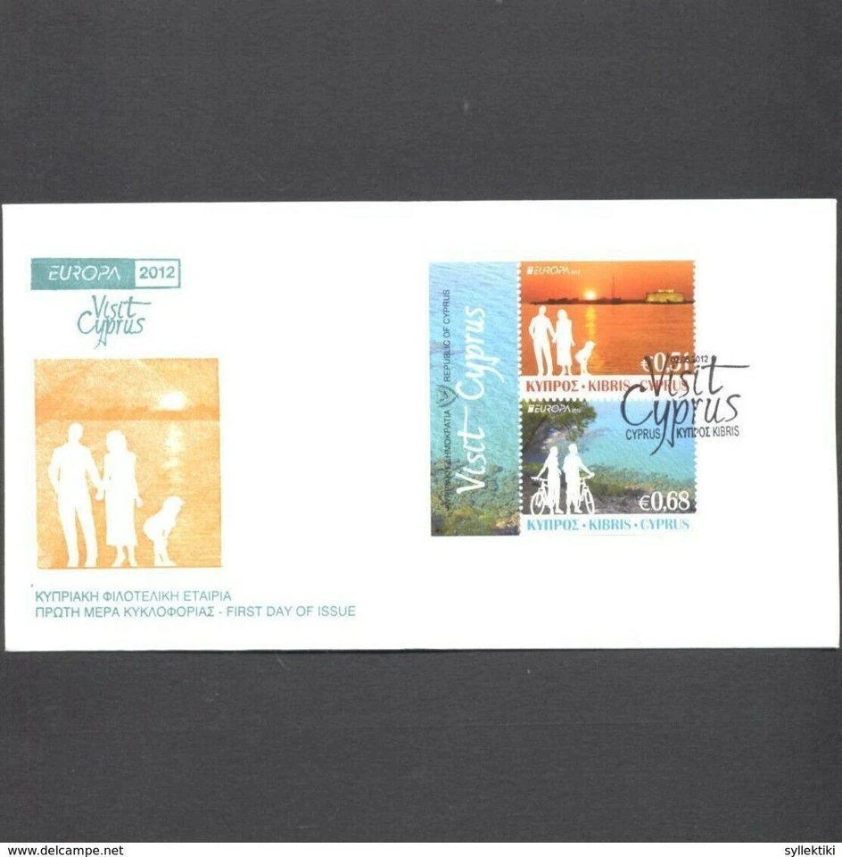 CYPRUS 2012 EUROPA CEPT SET STAMPS FROM BOOKLET ON UNOFFICIAL FDC   - Image 1 of 1