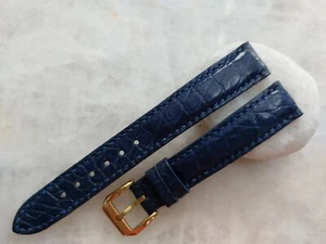 16mm/14mm Navy Blue Alligator Crocodile Print Leather Watch Strap Band - Picture 1 of 1