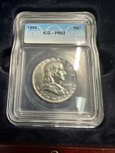 1955 Franklin Half Dollar 50c ICG PR62 - Picture 1 of 2