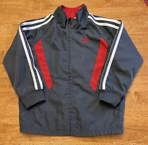 ADIDAS GRAY RED WHITE LIGHTWEIGHT JACKET LITTLE BOYS SIZE 5 - Picture 1 of 3