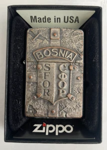 🔥 Vintage ZIPPO LIGHTER - 2000 BOSNIA SFOR Stabilisation Force BOXED - Picture 1 of 9