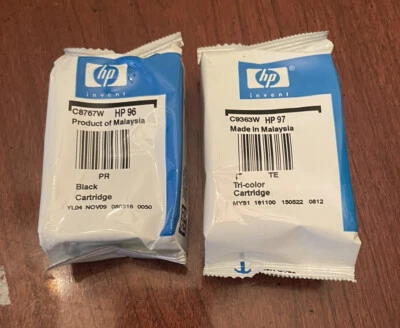 Cartuchos de impresión de tinta tricolor originales OEM HP 96 negros C8767W y 97 C9363W Foto 1 de 3