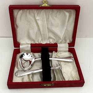 Antiguo juego de cuchara empujadora alimentadora de bebé EPNS juego de plata England R&D Ltd - Imagen 1 de 15