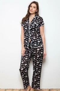 NEU Damen 100% Baumwolle "Safari Tiere" von Cottonreal Schlafanzug/Loungewear - Bild 1 von 5