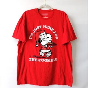 Peanuts Red Short Sleeve I'M Just Here For The Cookies Graphic T-Shirt Size XL - Picture 1 of 5