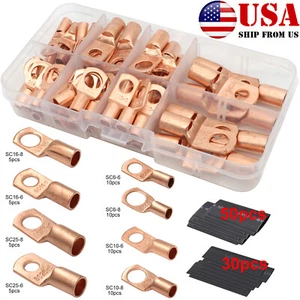 140x Car Copper Tube GPS Terminal Battery Cable Lug Ring Crimp Connector Kit - Foto 1 di 6