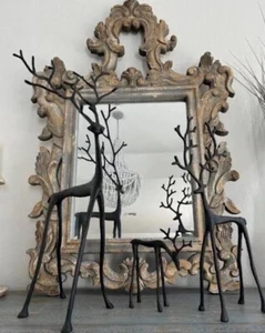 SET 3 renne scolpite bronzo fienile ceramica PICCOLE MEDIE GRANDI ~ NUOVE CON ETICHETTE - Foto 1 di 1