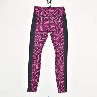 Legging Nike Feminina Skinny Geométrica Poliéster Rosa Cordão Tamanho P Dri Fit Run - Imagem 1 de 4