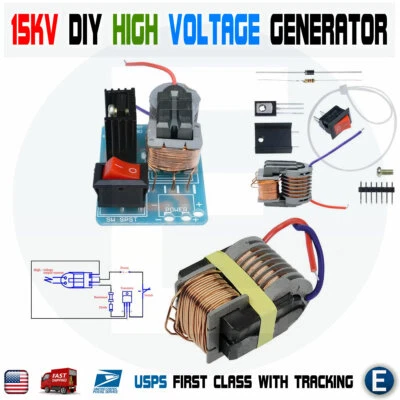 15KV High Voltage Inverter Generator Spark Arc Ignition Coil Module DIY Kit 3.7V - Image 1 of 4