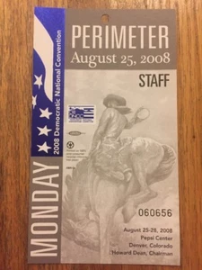 2008 Democratic National Convention PERIMETER STAFF PASS Präsident Barack Obama - Bild 1 von 2