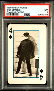 PSA 7 Near MINT Bruce Lee KATO 1966 Green Hornet 4 Spades Vintage Playing Card - Picture 1 of 2
