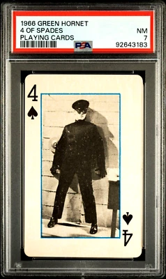 PSA 7 Near MINT Bruce Lee KATO 1966 Green Hornet 4 Spades Vintage Playing Card - Image 1 of 2