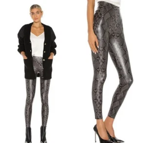 Commando NWT Reptile Embossed Faux Leather Leggings In Grey Snake Size Small - Picture 1 of 2