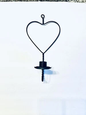 Rustic Heart Shaped Twisted Wrought Iron Candle Holder Wall Sconce 11” - Image 1 of 4