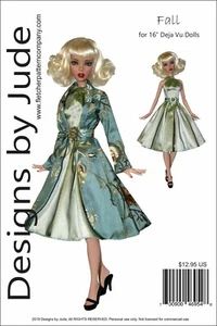 Herbstkleid & Mantel Puppenkleidung Nähmuster für 16" Deja Vu Tonnerpuppen - Bild 1 von 8
