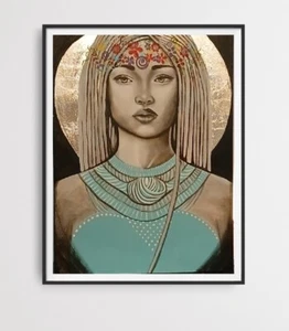 Bashira Cosima Future Acrylic & Silver leaf Original Painting 16" x 20" wall art - Picture 1 of 1