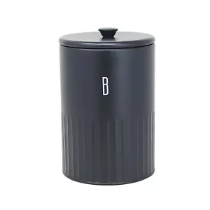 Biscuit Tin 1.5L Metal Black Round Cookie Food Storage Canister w/ Airtight Lid - Picture 1 of 8