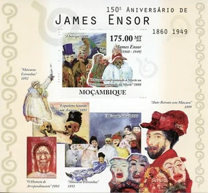 Mozambique Art Stamps 2010 MNH James Ensor Belgian Painter Paintings 1v S/S - Picture 1 of 1