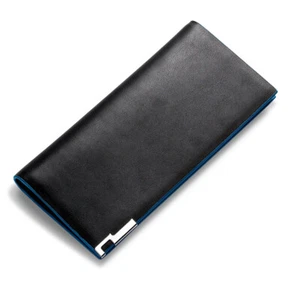 Mens Leather Slim Bifold Credit ID Card Holder Long Wallet Billfold Purse Clutch - Picture 1 of 6