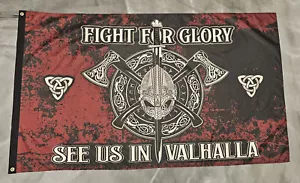 Fahne Flagge Fight for Glory - See us in Valhalla - Wikinger - 90 x 150 cm - Bild 1 von 2