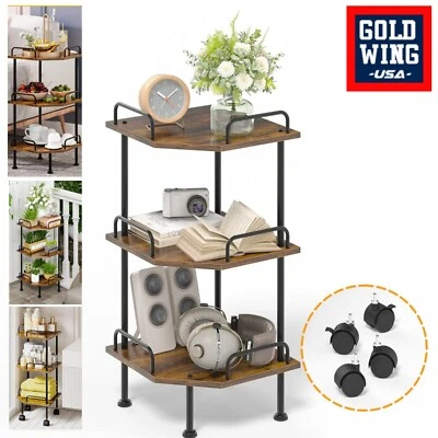 Multipurpose Corner Shelving Unit and Storage 3 Tier Shelf Stand Display Shelves - Image 1 of 4