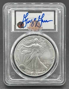 American 2022 1 $ Graded FDOI Hand signed Edition Silver Eagle Dollar PCGS MS70 - Bild 1 von 2