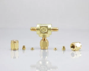 UNION TEE 1/16 IN OD TUBE FITTING BRASS HOKE GYROLOK 1TTTBR SUBSTITUTE B-100-3 - Picture 1 of 3