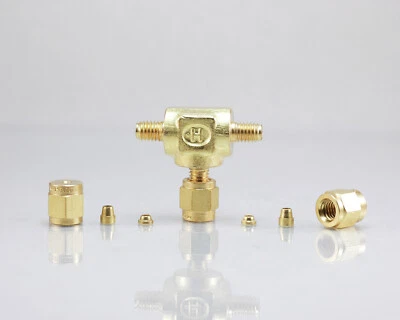 UNION TEE 1/16 IN OD TUBE FITTING BRASS HOKE GYROLOK 1TTTBR SUBSTITUTE B-100-3 - Image 1 of 3