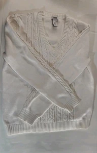 IZOD Golf Damen Gr. L/G V-Ausschnitt Strick Langarm Pullover Preppy 100% Baumwolle - Bild 1 von 13