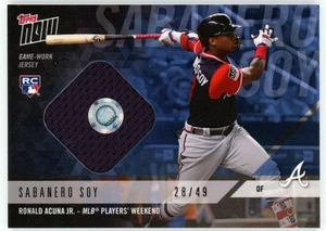 Ronald Acuna Jr 2018 Topps Now Sabanero Soy Players Weekend Worn Jersey 28/49 RC - Picture 1 of 2