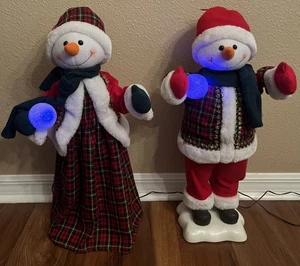 2FT Animated Fiber-optic Mr. & Mrs.Snowman Holiday-Xmas Decor Light Up Snowballs - Picture 1 of 7