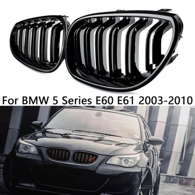 Gloss Black Front Kidney Grille For E60 E61 BMW 5 Series 2003~2010 525i 528i M5 Foto 1 de 4