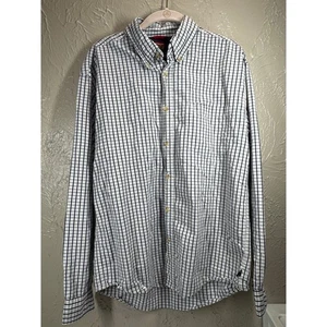 Camisa con botones Wrangler Cool River de algodón para hombre azul blanco a cuadros talla pequeña preppy - Imagen 1 de 6