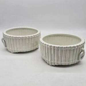 Set di fioriere vintage italiane in finto bambù ceramica smaltata con manici ad anello - Foto 1 di 10