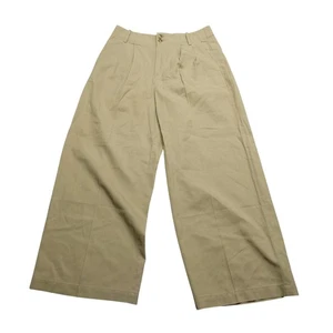 Madewell Hose Damen 6P Khaki The Harlow Weites Bein Lyocell Leinen Plissee Beige - Bild 1 von 9