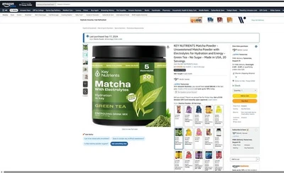 Polvo de té verde Matcha con mezcla de electrolitos - Sin azúcar - 20 porciones Foto 1 de 4