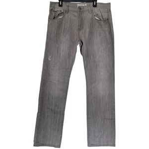 Jeans Ecko Unltd uomo 36x32 grigio 711 slim fit denim dritto pantaloni invecchiati - Foto 1 di 8