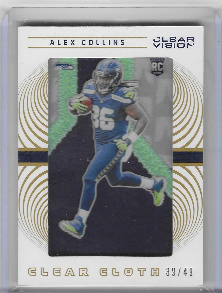 2016 Clear Vision Alex Collins Seattle Seahawks Clear Cloth RC Patch #/49 - Image 1 of 1