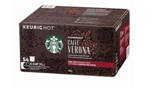 STARBUCKS CAFE VERONA DARK ROAST 54 K-CUPS- 648g Box FRESH - Picture 1 of 5