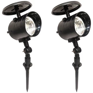 2 Pack Solar Powered LED Spot Lights - Automatic On at Dusk and Off at Sunrise - Picture 1 of 7