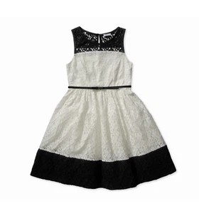 Bloome Girls Contrast Lace Dress Black & White Size 12 MSRP $62 - Picture 1 of 4