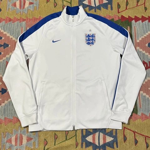 Nike England Soccer Team White & Blue Full Zip Track Jacket Men’s Large Football Cover