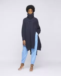 Suéter Stella McCartney Aran Stitch Capa Azul Mezcla Algodón Talla Pequeña - Imagen 1 de 7