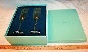 Vintage Tiffany & Company Champagne Wine Glasses Set of Two in 2 Boxes - Picture 1 of 10