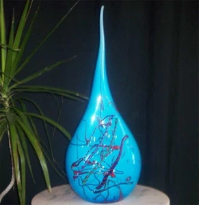 Türkis Träne 24" Vase mundgeblasen Kunstglas - Bild 1 von 7